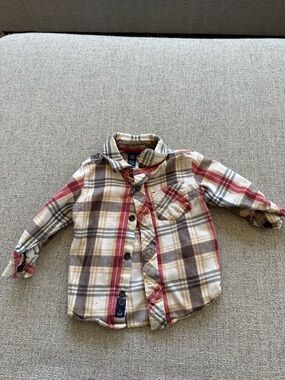 Gap Toddler Plaid Button-Up Shirt - Red, Brown & Cream